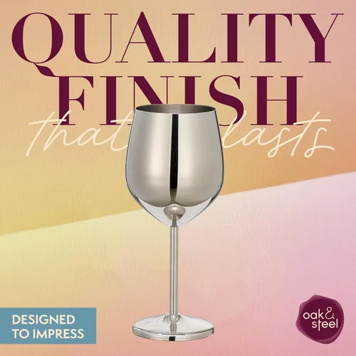 Miniatura 5 de Oak & Steel - 2 copas de vino doradas de acero inoxidable (18 onzas), copas de vino de metal irrompibles, copas de vino con caja de regalo