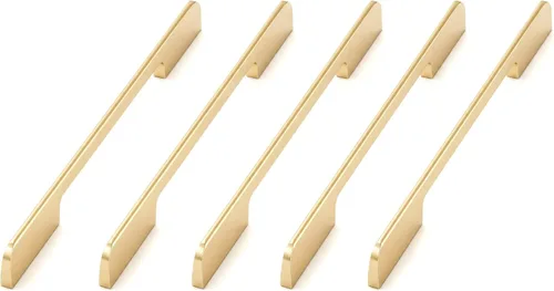 Miniatura 7 de Paquete de 5 manijas de gabinete de cocina, tiradores de cajón color negro sólido, herrajes largos para muebles de tocador (4.53 pulgadas)