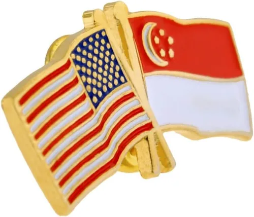 Miniatura 150 de PinMart Pin de solapa esmaltado con bandera de la amistad cruzada de Estados Unidos y el mundo