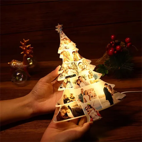 Miniatura 5 de Luces de fotos personalizadas para árbol de Navidad, 10 fotos, lámpara LED de mesa familiar de Navidad para boda, fiesta, decoración de vacaciones