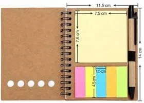 Miniatura 5 de Pack de 4 blocs de notas en espiral con soporte para bolígrafo, cuaderno de papel rayado, notas adhesivas, marcadores de página y fichas de índice