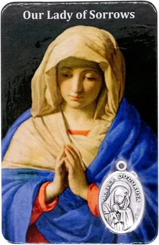 Tarjeta santa católica con colgante de medalla incorporada Laminado a todo color Oración impresa en la parte posterior Gran regalo cristiano para