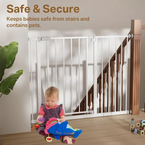 Miniatura 6 de InnoTruth Puerta de bebé de 29.5 a 40.75 pulgadas para escaleras, puertas para perros de 30 pulgadas de alto para puertas y pasillos, puerta