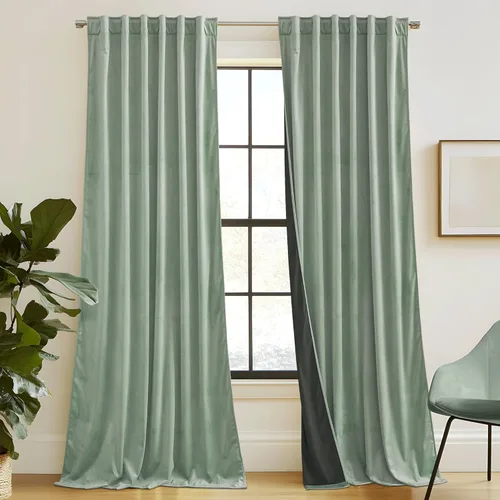 Miniatura 18 de RYB HOME - Cortinas de terciopelo beige, cortinas decorativas resistentes con pestaña trasera, cubierta de privacidad para oscurecer habitación