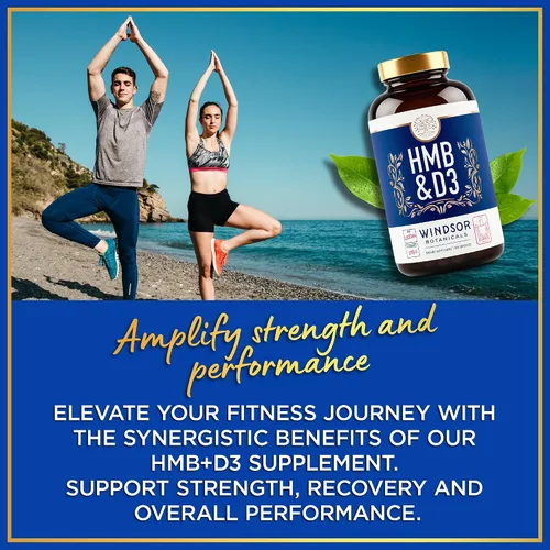 Miniatura 4 de Suplemento de HMB y vitamina D3 – Crecimiento muscular, fuerza, rendimiento y recuperación – B-hidroxi B-metilbutirato, calcio D3 Plus, suplementos