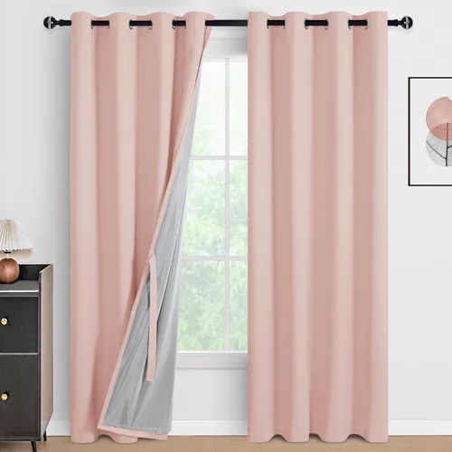 Miniatura 38 de DWCN Cortinas 100% opacas de 84 pulgadas de largo para dormitorio con forro negro, paneles de cortina de ventana de doble capa con aislamiento Azul