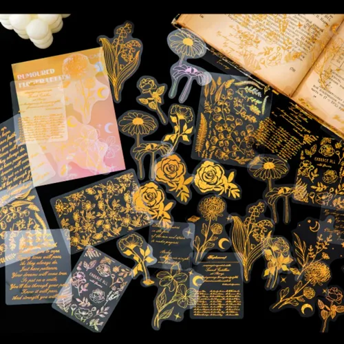 Miniatura 4 de Aromoty Juego de calcomanías holográficas de astrología de lámina dorada (180 piezas con 4 temas), calcomanías impermeables transparentes de resina