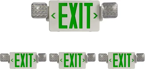Miniatura 21 de TANLUX Letrero de salida de carcasa negra con luces de emergencia, luz LED de salida de emergencia con batería de respaldo, certificación UL, combo