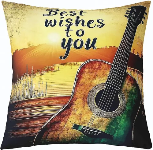 Miniatura 36 de Castle Fairy Cowboy Boots Throw Pillow Cover 16"x16" Bohemia Musical Guitar Pillowcase Western Rustic Cowgirl Reversible Print Cushion Cover Music