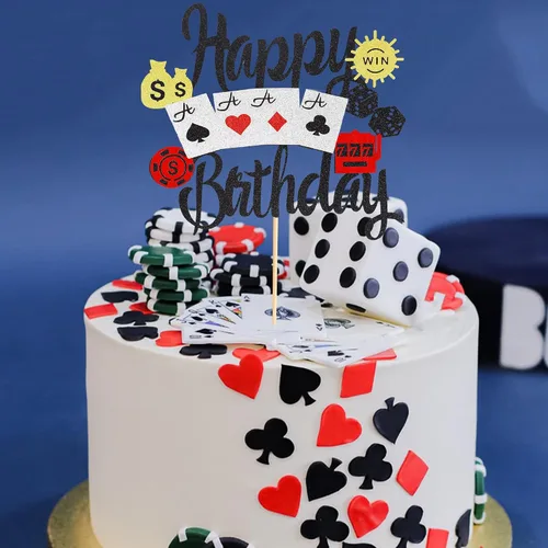 Miniatura 3 de 1 pieza de decoración de pastel de casino juego de fichas de póquer jugador de feliz cumpleaños pastel Pick decoraciones para Las Vegas Casino noche