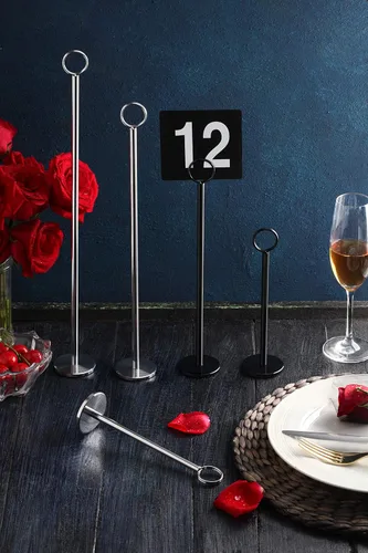Miniatura 3 de New Star Foodservice 23305 - Soporte para números de mesa con clip de anillo/soporte para números/soporte para tarjetas, 18 pulgadas, juego de 12