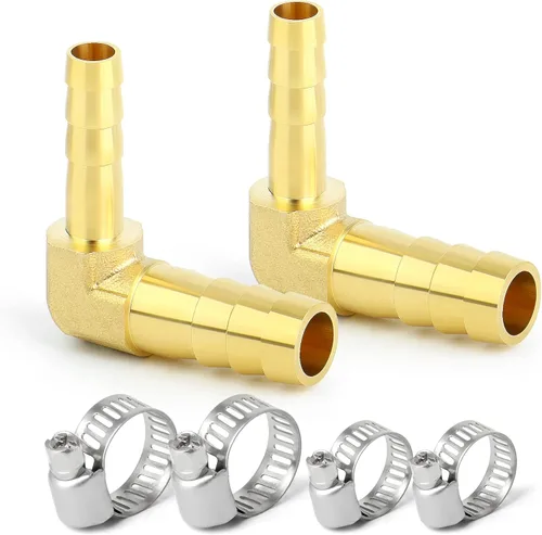 Miniatura 22 de GASHER 20 Piezas Reductor de Púas de Manguera de Latón, 1/2 Pulgada a 1/2 Pulgada (12.7mm) ID de Manguera con 40 Abrazaderas de Manguera, Reductor