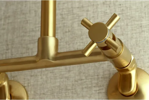 Miniatura 5 de Kingston Brass Concord - Grifo de cocina ajustable de 8 pulgadas para montaje en pared, latón cepillado