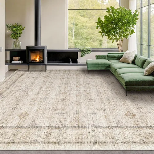 Miniatura 255 de Alfombra Boho Negra para Sala de Estar - Alfombra de Área Lavable de 10x14 Pies, Alfombras de Comedor para Debajo de la Mesa, Alfombra Suave de Pelo