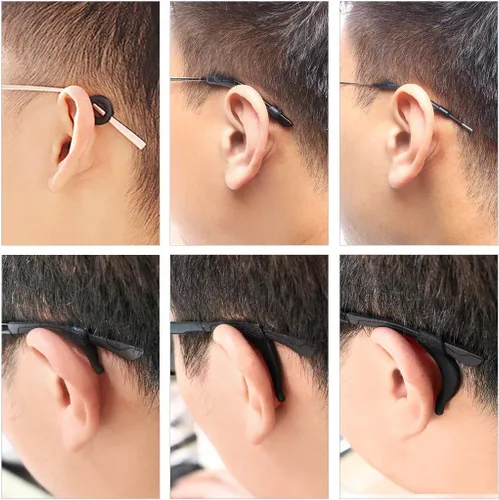 Miniatura 6 de 16 pares de ganchos para orejas de anteojos, soporte antideslizante para orejas, soporte para anteojos, topes para anteojos, puntas de patillas