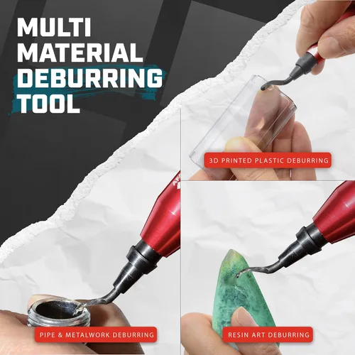 Miniatura 11 de AFA Tooling - Herramienta de desbarbado con 11 cuchillas HSS M2 - Mango de aluminio micropulido y anodizado con agarre moleteado de diamante - Ideal