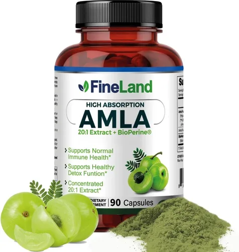 FineLand Amla (grosella espinosa india) Extracto de espectro completo con BioPerine® para absorción, rico en vitamina C natural, apoyo inmunológico