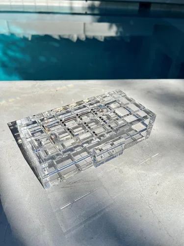 Miniatura 3 de Embrague de acrílico transparente con caja a presión, bolsas para mujer, bolso de noche, Transparente