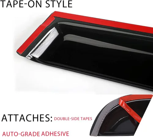 Miniatura 4 de Original 4 piezas de viseras para ventanas, juego de protectores de lluvia con montaje exterior adhesivo, viseras laterales de aspecto atractivo