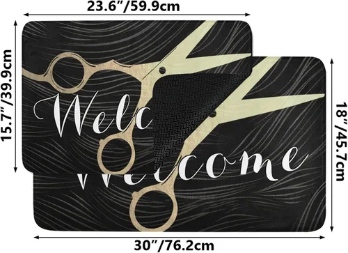 Miniatura 3 de Felpudo de goma antideslizante para peluquería para peluquería, peluquería, peluquería, puerta delantera, decoración del hogar, regalo, 23.6 x 15.7