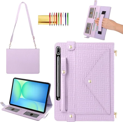 Miniatura 48 de Bolso Funda para Samsung Galaxy Tab S10 FE/S9 FE 10.9"/S9/S8/S7 11", Techcircle Folio con Soporte Cruzado, Billetera con Ranura para Lápiz S Pen