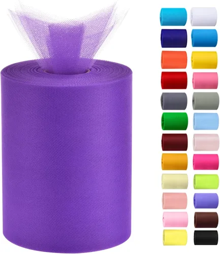 Miniatura 16 de Rollos de tul de 6 pulgadas por 100 yardas (300 pies) de tela de carrete de tul para bricolaje, faldas tutú, bodas, baby shower, manualidades