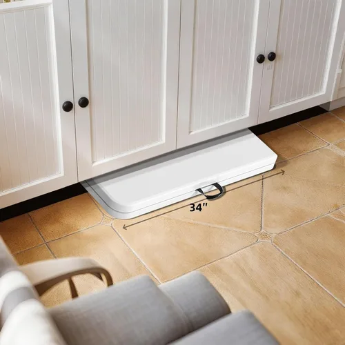 Miniatura 3 de Mesa plegable cuadrada de 34 pulgadas plegable por la mitad, mesa portátil de comedor de alta densidad resistente con asa de transporte, mesas