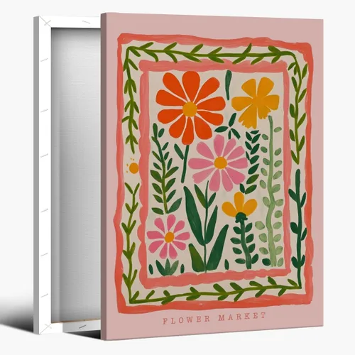 Miniatura 11 de Arte de pared de flores silvestres rosas, póster retro de mercado de flores, impresión botánica colorida de moda, arte popular, ilustración floral