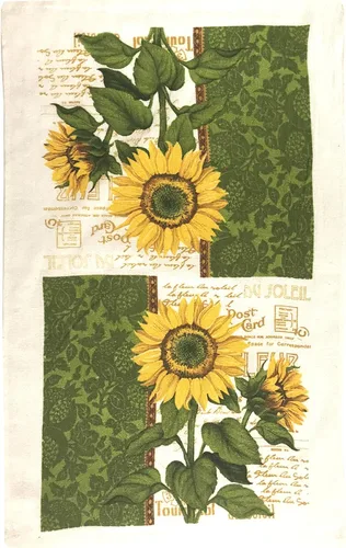 Miniatura 7 de Set de 5 piezas de toallas de cocina de lino 2 toallas 2 soportes para macetas 1 manopla para horno (Girasol 2)