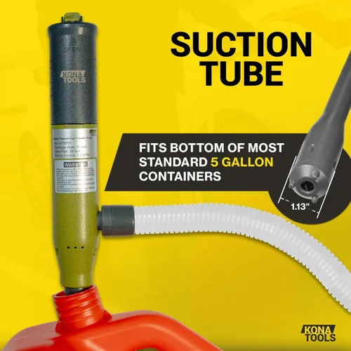 Miniatura 6 de KTEP01 Bomba de transferencia de combustible alimentada por batería (3.2 galones/minuto) Tubo de succión de 19 pulgadas, manguera de salida