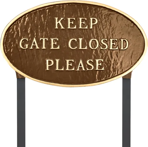 Miniatura 6 de Montague Metal Products - Letrero de placa con texto en inglés "Keep Gate Closed Please State" - Letrero de puerta - Placa de pared o césped cerrada