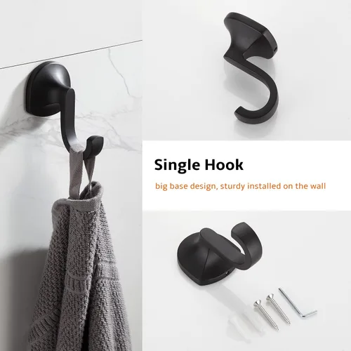 Miniatura 6 de BGL Juego de accesorios de baño, barra de toalla extensible ajustable negro mate, juego de accesorios de baño de 4 piezas, soporte para papel