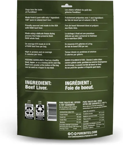Miniatura 3 de PureBites Golosinas de res liofilizadas para perros, 1 ingrediente, hechas en EE. UU., 26 oz (el empaque puede variar)