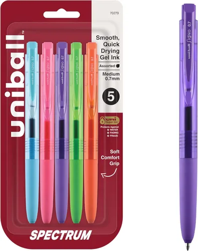 Miniatura 14 de Uniball Spectrum - Bolígrafos de gel retráctiles, punta media (0.028 in), tinta negra, paquete de 12 Negro