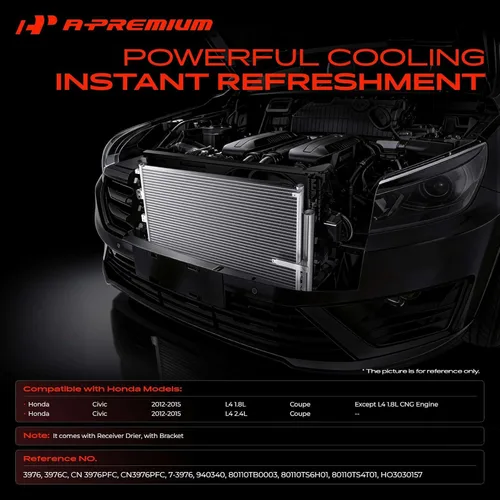 Miniatura 2 de Condensador de aire acondicionado A-Premium compatible con Honda Civic 2012-2015 1.8L 2.4L
