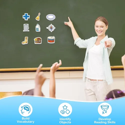 Miniatura 4 de Kasfalci Juegos de palabras CVCC y CCVC, 50 imanes de espuma magnética para nevera para niños, juguetes de terapia del habla para niños pequeños