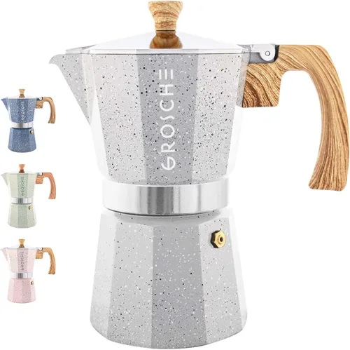 Miniatura 14 de GROSCHE Milano Cafetera Moka para Preparar Espresso en la Estufa, 9 Tazas de Café, 15.2 oz, Negro. Cafetera Cubana para Preparar Café en la Estufa