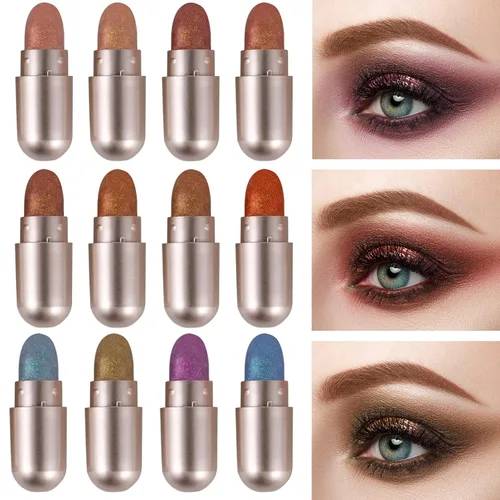 Boobeen 12 colores paleta de sombra de ojos alta pigmentada iluminan sombra de ojos Set Blush resaltando polvo maquillaje set natural sombra de ojos