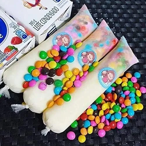 200 bolsas de paletas de 3 x 12 pulgadas, tamaño comercial popular para vikingos, marcianos, bolis de hielo, charamuscas, hielitos y yogur