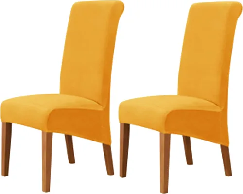 Miniatura 38 de Stretch Velvet Dining Chair Slipcovers Solid Color Armless Chair Cover with Elastic Bottom for Dining Room Kitchen Banquet (Blue, Set of 2)