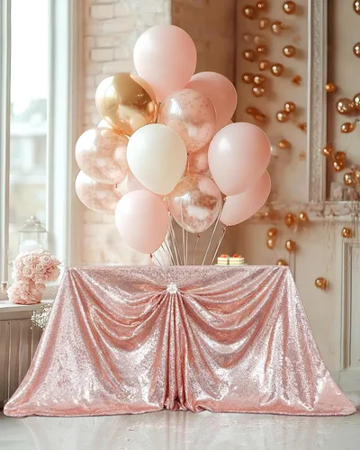 Miniatura 3 de PartyDelight - Mantel de lentejuelas, rectangular, 60 x 102 pulgadas, oro rosa