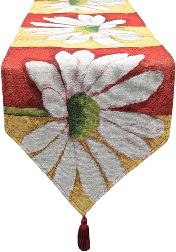 Miniatura 6 de Tache Home Fashion DB9046TR-13X48 - Camino de mesa con diseño de margaritas rojas y amarillas, color rojo y amarillo, 48 pulgadas