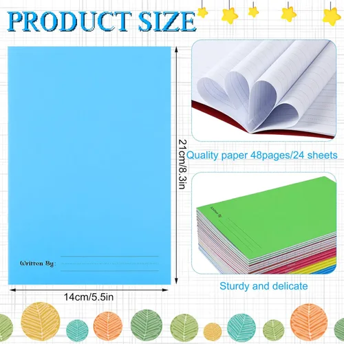 Miniatura 2 de Geyee Libros en blanco para que los niños escriban historias, coloridos cuadernos en blanco rayados para niños, libros de tapa blanda en blanco