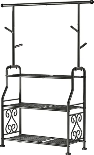 Miniatura 7 de GIOTORENT Soporte para plantas de interior, estante de metal resistente de 3 niveles para patio e interior, soporte alto para plantas que sostiene