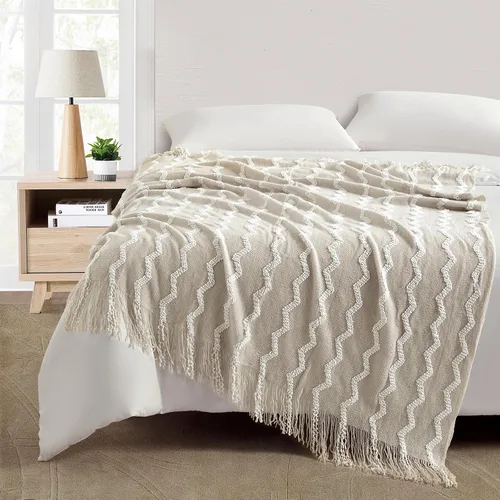Miniatura 4 de Bourina - Manta de chenilla de punto, ligera, suave, acogedora, para cama, sofá, silla