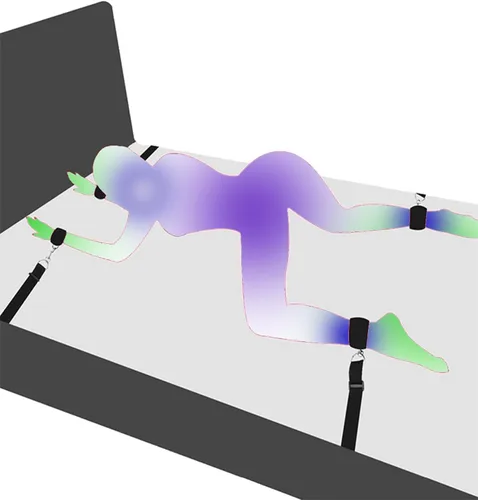 Miniatura 6 de Kit de sujeción de cama para cama de tamaño King, amarre sexual debajo del colchón, lazos sexuales de tamaño Queen para tobillos y muñecas, puños