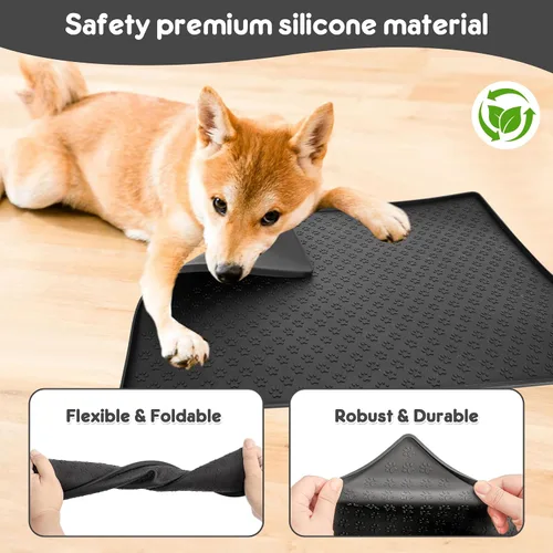 Miniatura 3 de Tapete de comida para perros y gatos para alimentos y agua, tapete de silicona para alimentación de mascotas, tapete para platos de agua para pisos
