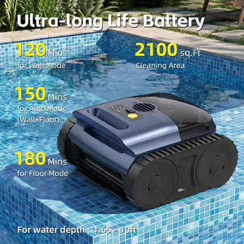 Miniatura 5 de Aspiradora de piscina para piscina enterrada y piscina sobre el suelo, limpiador de piscina inalámbrico con navegación inteligente, estacionamiento
