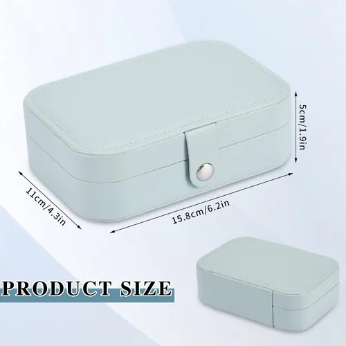 Miniatura 2 de Joyero de viaje, organizador de joyas pequeño de piel sintética para mujeres y niñas, mini estuche de viaje portátil de doble capa para guardar
