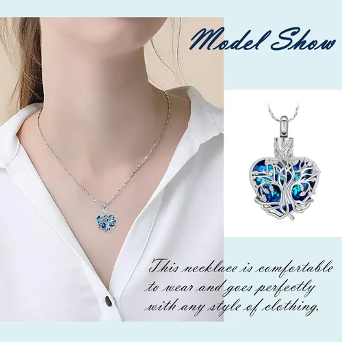 Miniatura 6 de Imrsanl Collar de urna de árbol de la vida con forma de corazón, joyería de cremación para hombres y mujeres, recuerdo, joyería conmemorativa